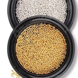 ADORNO PARA UÑAS – PERLAS PLATEADAS Y DORADAS CAVIAR